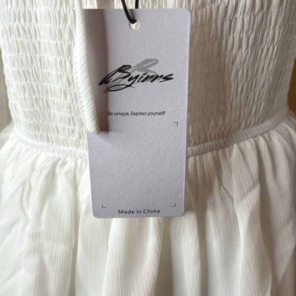 Byinns Square Neck Ruffle Dress Floral Print Tiered Tie Back Layered  Medium - Picture 10 of 12